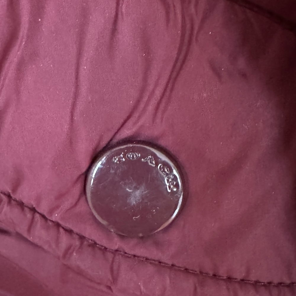 Coach Long Down Puffer Coat Burgundy XS - Picture 8 of 10
